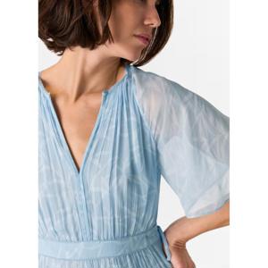 Whistles Blue Bamboo Leaves Gathered Dress